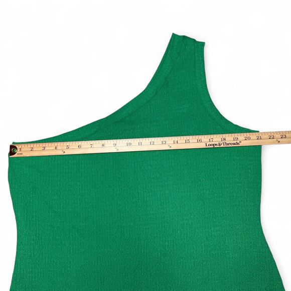 AVLN Studio Green One Shoulder Knit Midi Dress XXL Stitch Fix Minimalist Resort - Picture 8 of 10